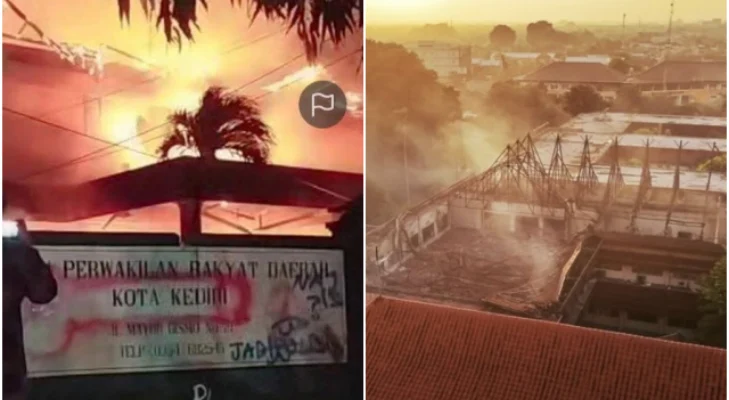Kediri Chaos! Gedung DPRD Kota dan Kabupaten Dibakar Massa, Barang-Barang pun Dijarah