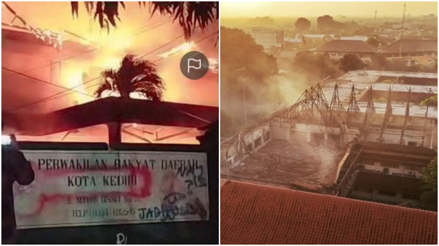 Kediri Chaos! Gedung DPRD Kota dan Kabupaten Dibakar Massa, Barang-Barang pun Dijarah