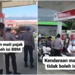 Viral! Video SPBU Dijaga Ketat Polisi: Kendaraan Mati Pajak Dilarang Isi BBM!