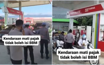 Viral! Video SPBU Dijaga Ketat Polisi: Kendaraan Mati Pajak Dilarang Isi BBM!