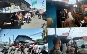 Satpol PP OKU Selatan Lakukan Penindakan PKL Membandel, Lapak di Trotoar dan Badan Jalan Ditertibkan