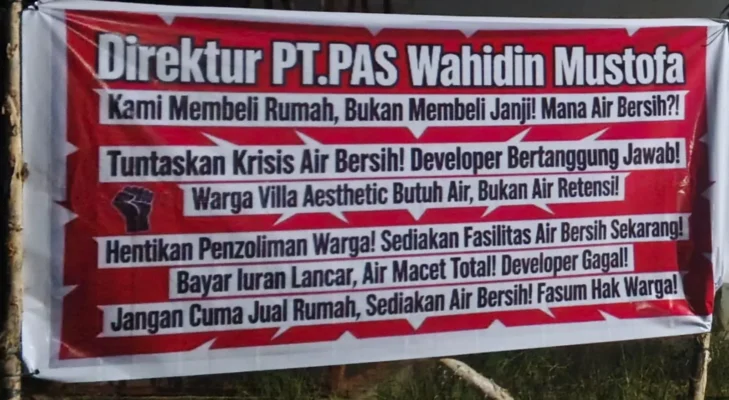 Air Bersih Tak Kunjung Tersedia, Warga Perumahan Villa Aesthetic Layangkan Protes Terbuka ke Pengembang PT PAS