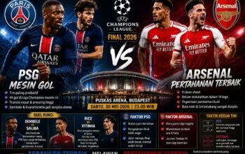 PSG vs Arsenal, Duel Serangan Tajam Kontra Pertahanan Solid