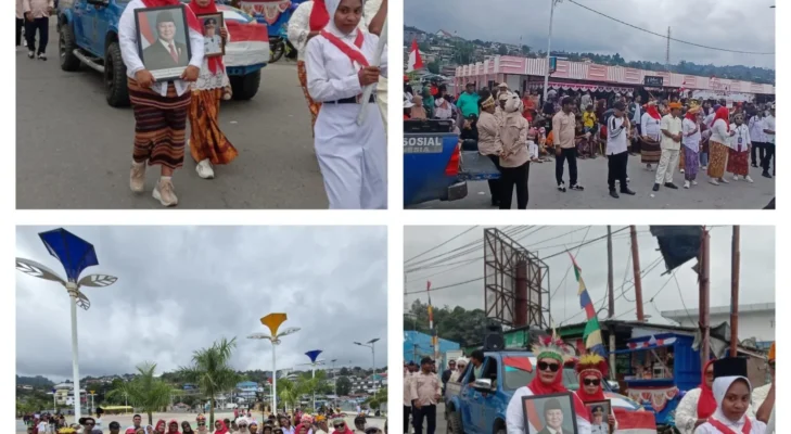 Semarak HUT ke-81 RI di Fakfak, Dinas Sosial Tampil dalam Karnaval Sambil Sosialisasikan Program dan Pelayanan kepada Masyarakat